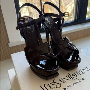 Yves Saint Laurent Dark Burgundy Patent Leather Heels